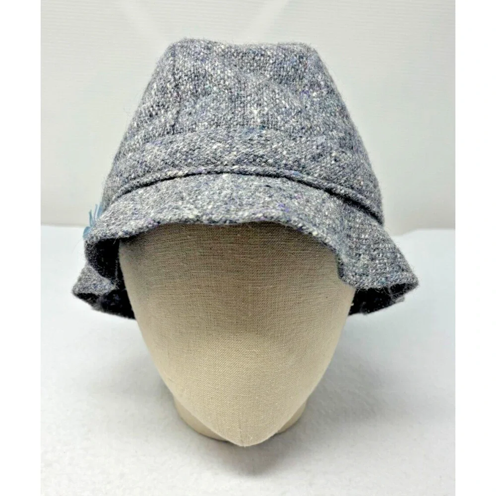 Vtg Hats of Ireland Bucket Hat Donegal Wool Tweed Size 7 1/8 Ireland Gray‎